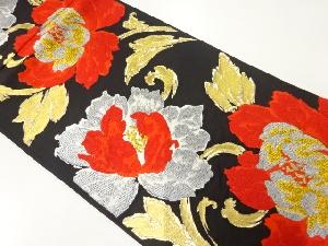 アンティーク　花唐草模様織出し袋帯（着用可）